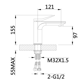 Смеситель для раковины Qtap Presto QTPRE270GRP45581 Graphite №2