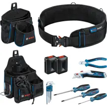 Набір ручних інструментів Bosch Professional з поясом і сумками GWT 2, GWT 4 (17 шт.) (1600A02H5C)