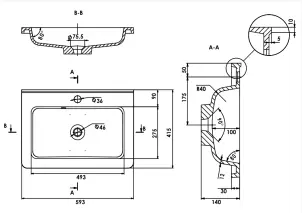 Раковина глянцевая врезная Amidicon Passage 60 593х415 из литого камня №7
