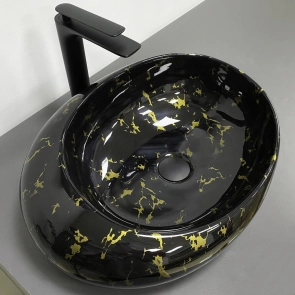 Умивальник (раковина) VBI RICCIA BLACK MARMO GLOSSY накладний №1