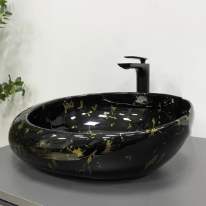 Умивальник (раковина) VBI RICCIA BLACK MARMO GLOSSY накладний №2