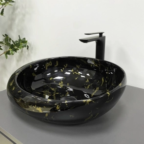 Умивальник (раковина) VBI RICCIA BLACK MARMO GLOSSY накладний №3