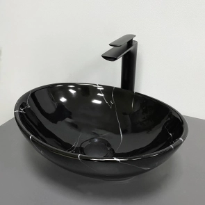Умивальник (раковина) VBI PARMA BLACK MARMO GLOSSY накладний №1