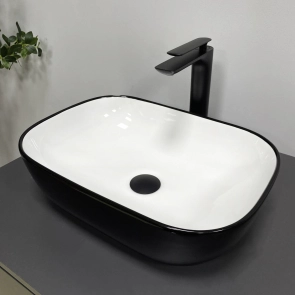 Умивальник (раковина) VBI RAVENNA BLACK WHITE GLOSSY накладний №1