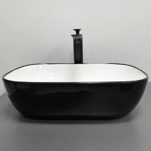 Умивальник (раковина) VBI RAVENNA BLACK WHITE GLOSSY накладний №3
