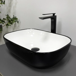 Умивальник (раковина) VBI RAVENNA BLACK WHITE GLOSSY накладний №4