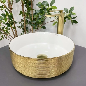 Умивальник (раковина) VBI PRATO BRUSH GOLD WHITE накладний №1