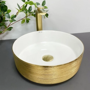 Умивальник (раковина) VBI PRATO BRUSH GOLD WHITE накладний №3