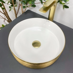Умивальник (раковина) VBI PRATO BRUSH GOLD WHITE накладний №4