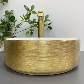 Умивальник (раковина) VBI PRATO BRUSH GOLD WHITE накладний №5