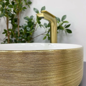 Умивальник (раковина) VBI PRATO BRUSH GOLD WHITE накладний №6