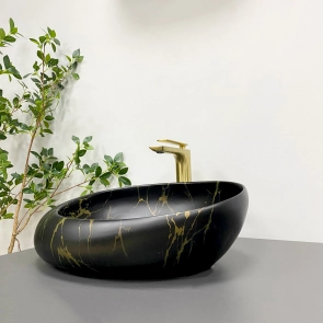 Умывальник (раковина) VBI VALIANO MARBLE BLACK MATT накладной №3