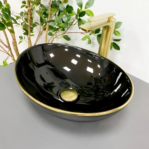 Умывальник (раковина) VBI PARMA BLACK GOLD EDGE накладной №1