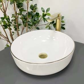 Умивальник (раковина) VBI BARI S WHITE GOLD EDGE накладний №1