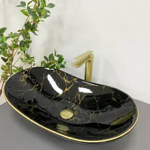 Умывальник (раковина) VBI TURIN MARBLE BLACK GLOSSY накладной №1