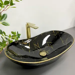 Умывальник (раковина) VBI TURIN MARBLE BLACK GLOSSY накладной №2
