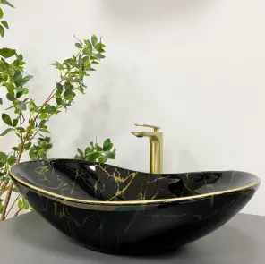 Умывальник (раковина) VBI TURIN MARBLE BLACK GLOSSY накладной №3