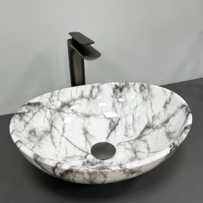 Умивальник (раковина) VBI PARMA STATUARIO GREY VEINS GLOSSY накладний №1
