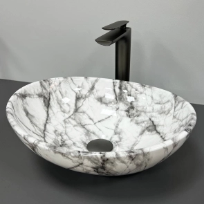 Умивальник (раковина) VBI PARMA STATUARIO BLACK VEINS GLOSSY накладний №1