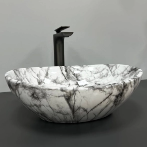 Умивальник (раковина) VBI PARMA STATUARIO BLACK VEINS GLOSSY накладний №3