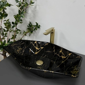 Умивальник (раковина) VBI VENEZIA MARBLE BLACK GLOSSY накладний №1