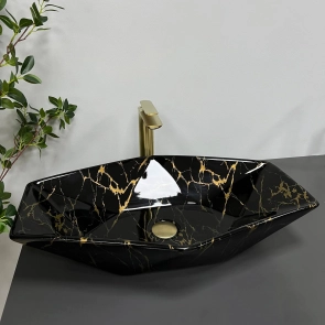 Умивальник (раковина) VBI VENEZIA MARBLE BLACK GLOSSY накладний №3