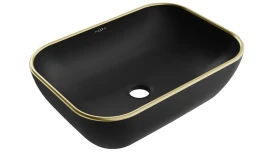 Умывальник (раковина) MEXEN RITA BLACK MATT GOLD EDGE накладной