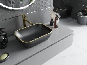 Умивальник (раковина) MEXEN RITA BLACK MATT GOLD EDGE накладний №2