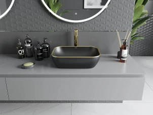 Умивальник (раковина) MEXEN RITA BLACK MATT GOLD EDGE накладний №3