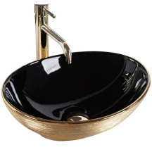 Умывальник (раковина) REA SOFIA BRUSHED GOLD BLACK накладной