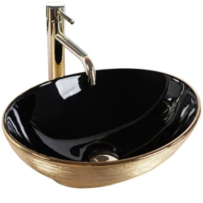 Умивальник (раковина) REA SOFIA BRUSHED GOLD BLACK накладний №1