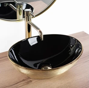 Умивальник (раковина) REA SOFIA BRUSHED GOLD BLACK накладний №2