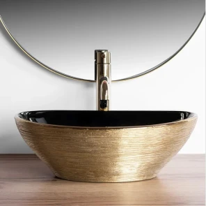 Умивальник (раковина) REA SOFIA BRUSHED GOLD BLACK накладний №3