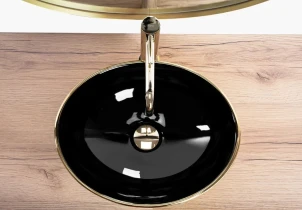 Умивальник (раковина) REA SOFIA BRUSHED GOLD BLACK накладний №4