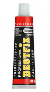 Силіконовий герметик універсальний (санітарний) прозорий BESTFIX GP Acetic SiliconeSealant Clear 80гр №1