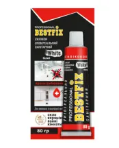 Силіконовий герметик універсальний (санітарний) білий BESTFIX GP Acetic SiliconeSealant White 80гр