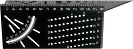 Стереометрический алюминиевый уголок 3D YATO 150x 70x 215 мм с шаблонами транспортира и отверстий