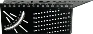 Стереометрический алюминиевый уголок 3D YATO 150x 70x 215 мм с шаблонами транспортира и отверстий №1