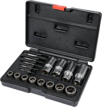 Комплект экстрактора YATO: квадратный-1/2" 3/8", CrV и CrMo, для удаления сломанных винтов. 17 Из.