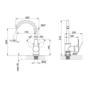 Змішувач для кухні Brinex 40W 007 №2