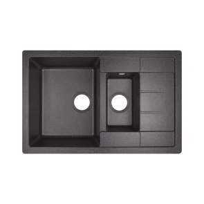 Кухонная мойка с дополнительной чашей Lidz 780x495/200 BLA-03 (LIDZBLA03780495200) №1