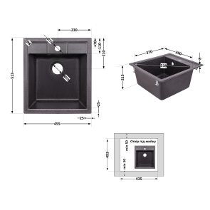 Кухонна мийка Lidz 460х515/200 GRF-13 (LIDZGRF13460515200) №2