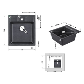 Кухонна мийка Lidz 460х515/200 BLA-03 (LIDZBLA03460515200) №2