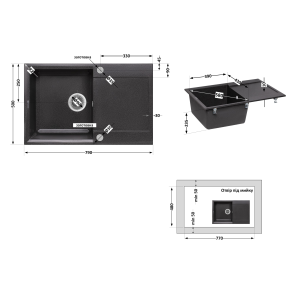 Кухонна мийка Lidz 790x495/230 GRF-13 (LIDZGRF13790495230) №2