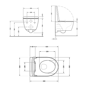 Унітаз підвісний Qtap Swan безободковий Ultra Quiet з сидінням Soft-close QT16335179W №2