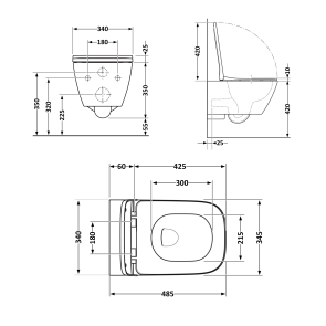 Унітаз підвісний Qtap Crow безобідковий з сідінням Soft-close QT05335171W №2