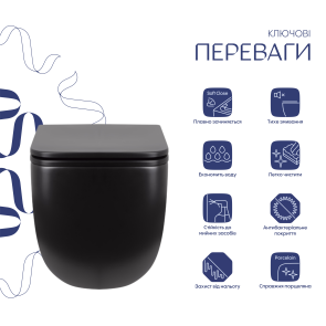 Унітаз підвісний Qtap Gemini безободковий з сидінням Soft-close QT2533076EUQMB №3