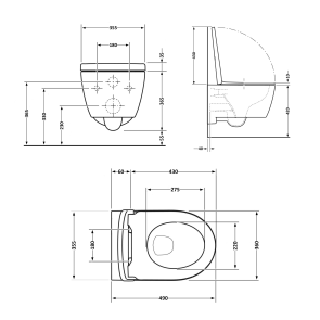 Унітаз підвісний Qtap Taurus безободковий з сидінням Soft-close QT2433084EUQMB №2