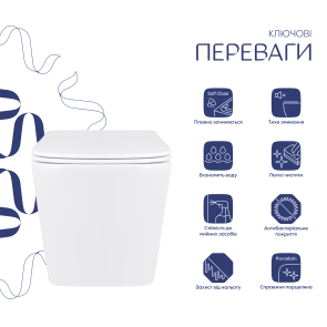 Унитаз подвесной Qtap Tern Ultra Quiet с сиденьем с сиденьем Soft-Close WHITE QT17332303AW №3