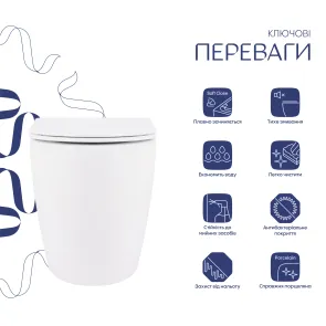 Унітаз підвісний Qtap Robin Ultra Quiet безобідковий з сідінням Soft-close 520x365x365 мм WHITE №4